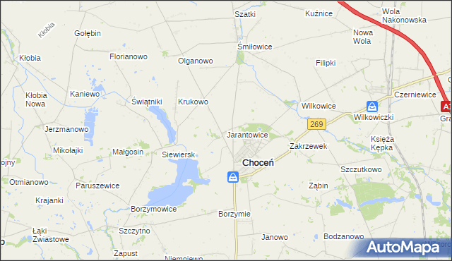 mapa Jarantowice gmina Choceń, Jarantowice gmina Choceń na mapie Targeo