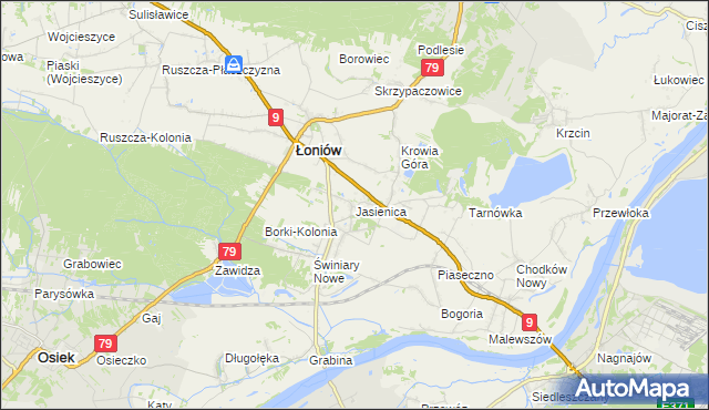 mapa Jasienica gmina Łoniów, Jasienica gmina Łoniów na mapie Targeo