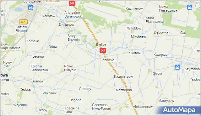 mapa Jeżówka gmina Sochaczew, Jeżówka gmina Sochaczew na mapie Targeo