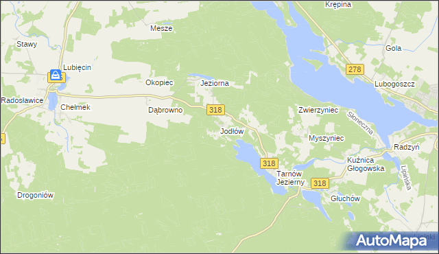 mapa Jodłów gmina Nowa Sól, Jodłów gmina Nowa Sól na mapie Targeo