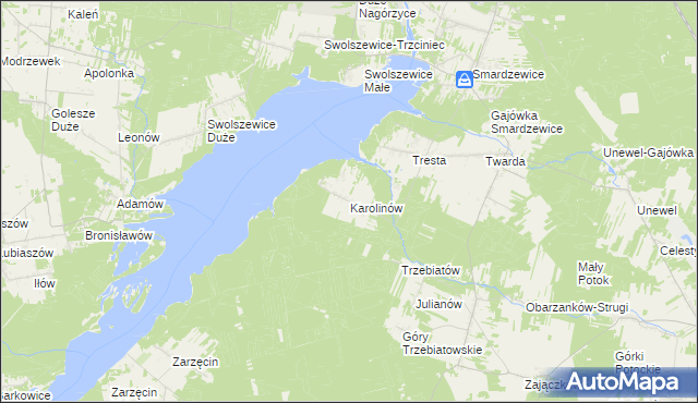 mapa Karolinów gmina Tomaszów Mazowiecki, Karolinów gmina Tomaszów Mazowiecki na mapie Targeo