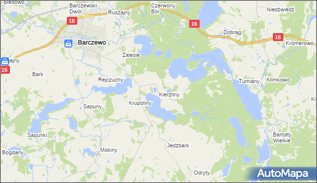 mapa Kierzliny, Kierzliny na mapie Targeo