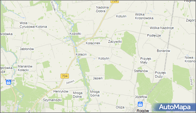 mapa Kobylin gmina Rogów, Kobylin gmina Rogów na mapie Targeo