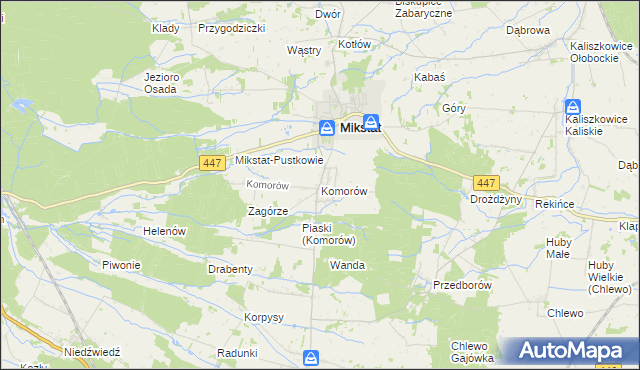 mapa Komorów gmina Mikstat, Komorów gmina Mikstat na mapie Targeo
