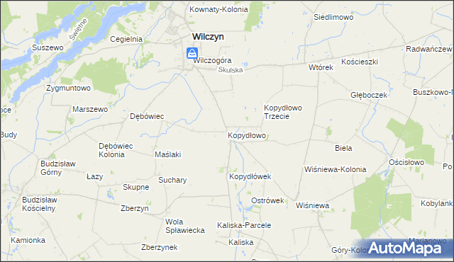 mapa Kopydłowo gmina Wilczyn, Kopydłowo gmina Wilczyn na mapie Targeo
