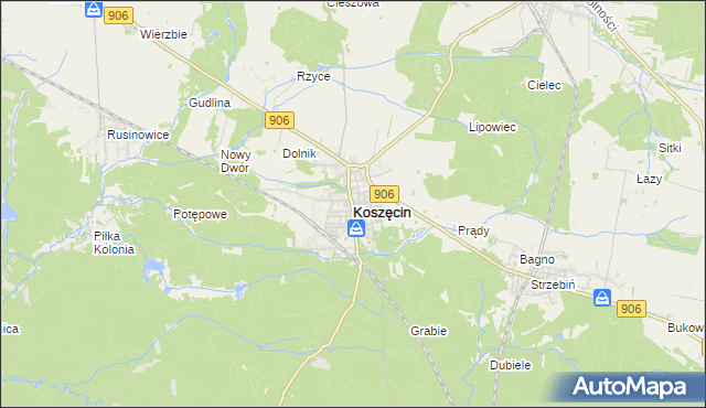 mapa Koszęcin powiat lubliniecki, Koszęcin powiat lubliniecki na mapie Targeo
