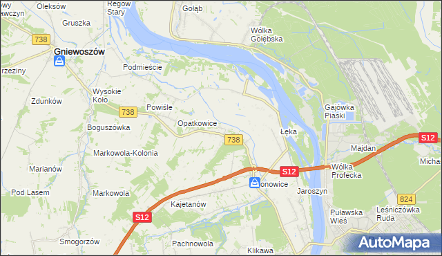 mapa Kowala gmina Puławy, Kowala gmina Puławy na mapie Targeo