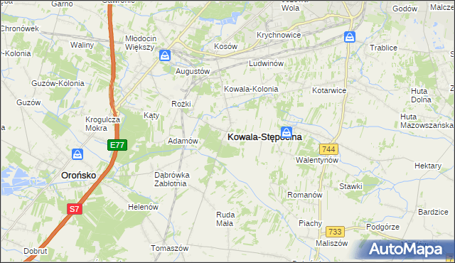 mapa Kowala-Stępocina, Kowala-Stępocina na mapie Targeo
