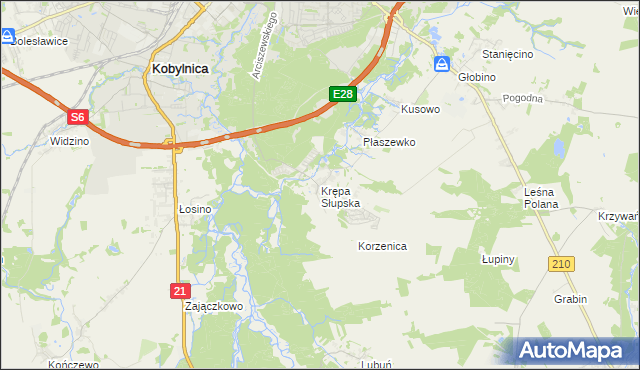 mapa Krępa Słupska, Krępa Słupska na mapie Targeo