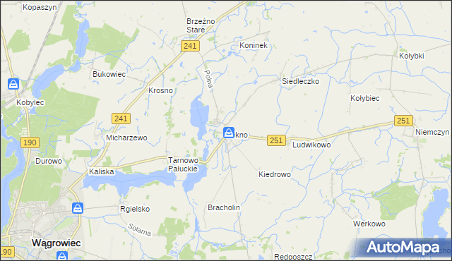 mapa Łekno gmina Wągrowiec, Łekno gmina Wągrowiec na mapie Targeo