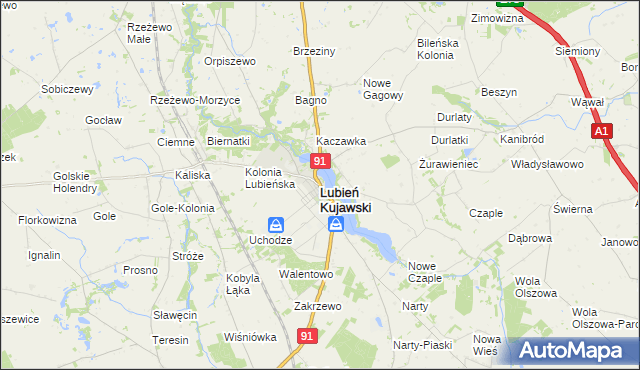mapa Lubień Kujawski, Lubień Kujawski na mapie Targeo