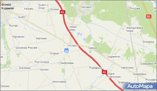 mapa Ludwinowo gmina Włocławek, Ludwinowo gmina Włocławek na mapie Targeo