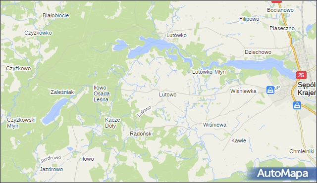 mapa Lutowo, Lutowo na mapie Targeo