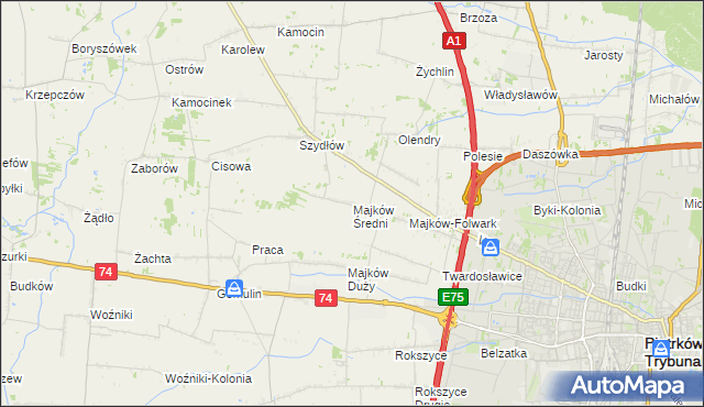 mapa Majków Średni, Majków Średni na mapie Targeo