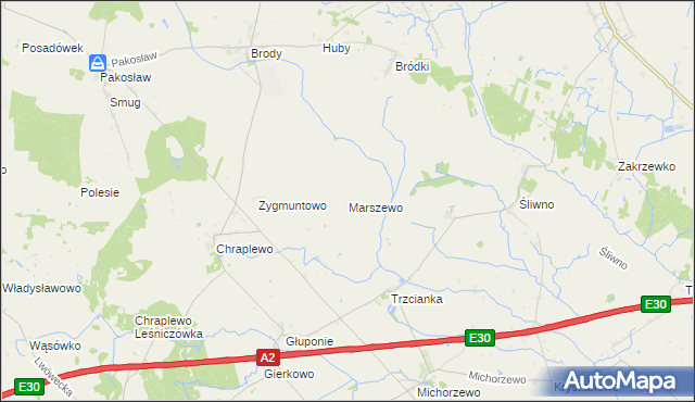 mapa Marszewo gmina Lwówek, Marszewo gmina Lwówek na mapie Targeo