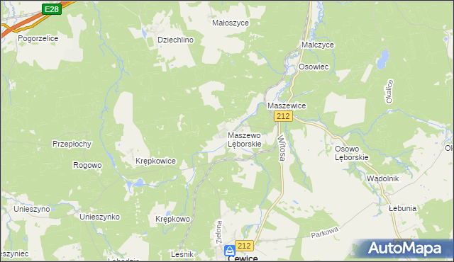 mapa Maszewo Lęborskie, Maszewo Lęborskie na mapie Targeo