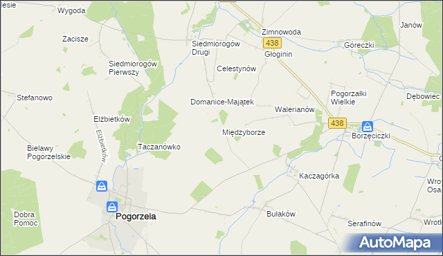 mapa Międzyborze gmina Pogorzela, Międzyborze gmina Pogorzela na mapie Targeo