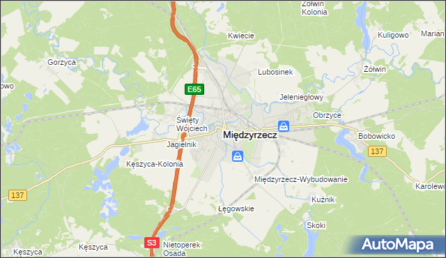 mapa Międzyrzecz, Międzyrzecz na mapie Targeo