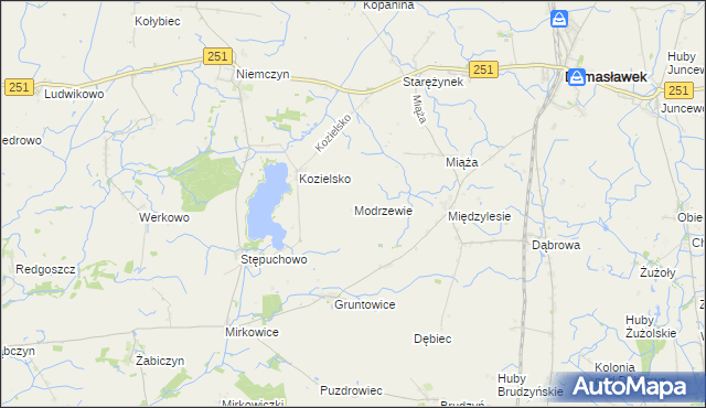mapa Modrzewie gmina Damasławek, Modrzewie gmina Damasławek na mapie Targeo