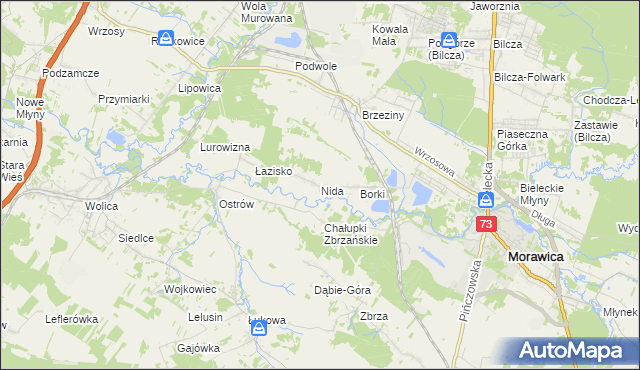 mapa Nida gmina Morawica, Nida gmina Morawica na mapie Targeo
