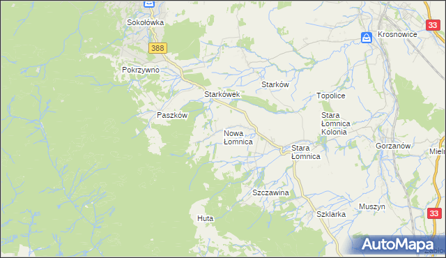 mapa Nowa Łomnica, Nowa Łomnica na mapie Targeo