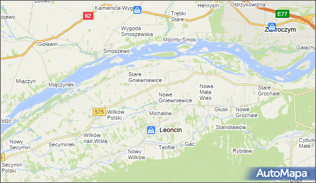 mapa Nowe Gniewniewice, Nowe Gniewniewice na mapie Targeo