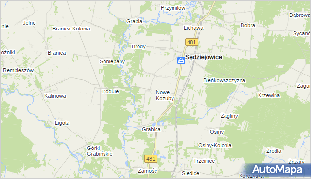 mapa Nowe Kozuby, Nowe Kozuby na mapie Targeo