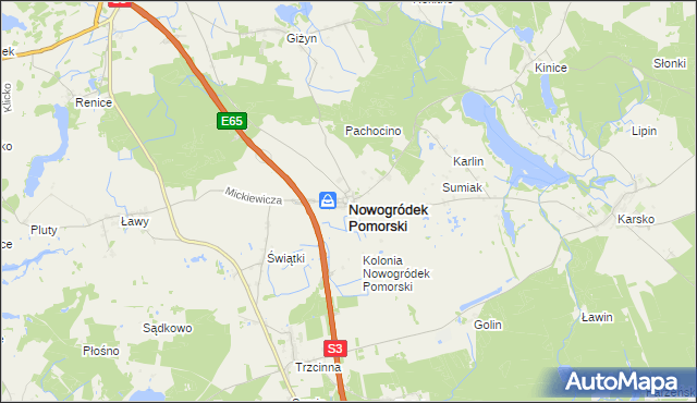 mapa Nowogródek Pomorski, Nowogródek Pomorski na mapie Targeo