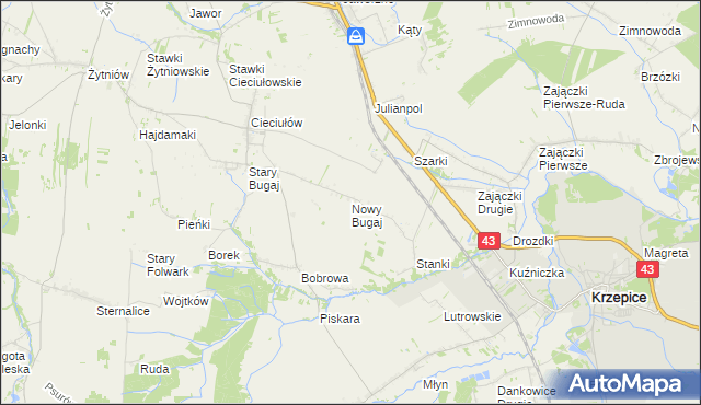 mapa Nowy Bugaj, Nowy Bugaj na mapie Targeo