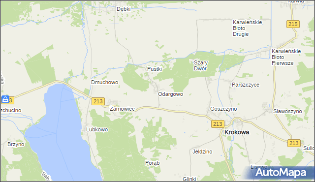 mapa Odargowo gmina Krokowa, Odargowo gmina Krokowa na mapie Targeo