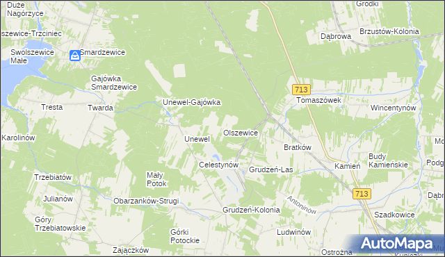 mapa Olszewice gmina Sławno, Olszewice gmina Sławno na mapie Targeo