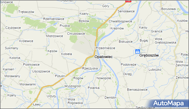 mapa Opatowiec powiat kazimierski, Opatowiec powiat kazimierski na mapie Targeo