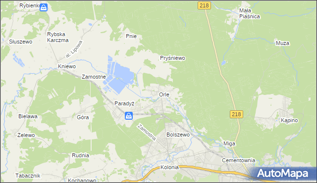 mapa Orle gmina Wejherowo, Orle gmina Wejherowo na mapie Targeo