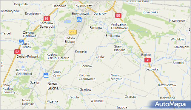 mapa Orłów gmina Nowa Sucha, Orłów gmina Nowa Sucha na mapie Targeo