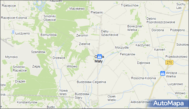 mapa Osiek Mały powiat kolski, Osiek Mały powiat kolski na mapie Targeo
