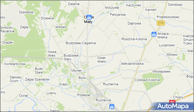 mapa Osiek Wielki gmina Osiek Mały, Osiek Wielki gmina Osiek Mały na mapie Targeo