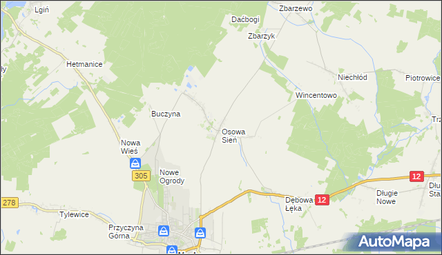 mapa Osowa Sień, Osowa Sień na mapie Targeo