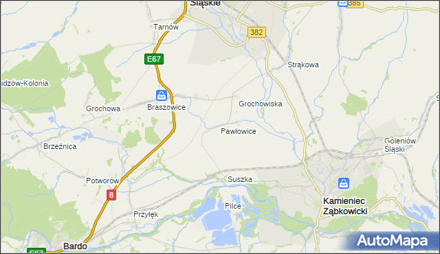 mapa Pawłowice gmina Ząbkowice Śląskie, Pawłowice gmina Ząbkowice Śląskie na mapie Targeo