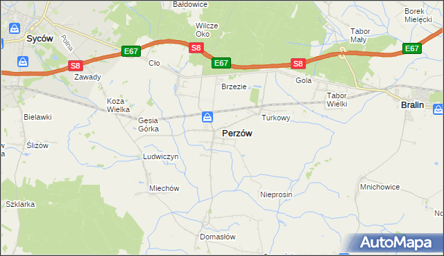 mapa Perzów, Perzów na mapie Targeo