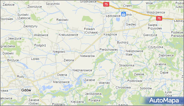 mapa Pierzchów, Pierzchów na mapie Targeo