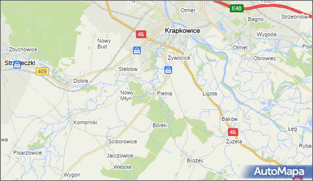 mapa Pietna, Pietna na mapie Targeo