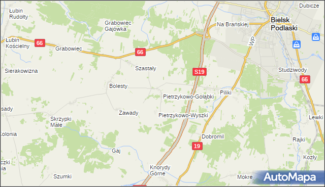 mapa Pietrzykowo-Gołąbki, Pietrzykowo-Gołąbki na mapie Targeo