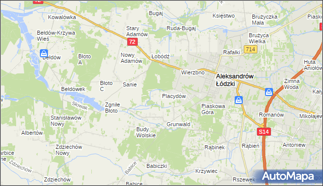 mapa Placydów, Placydów na mapie Targeo