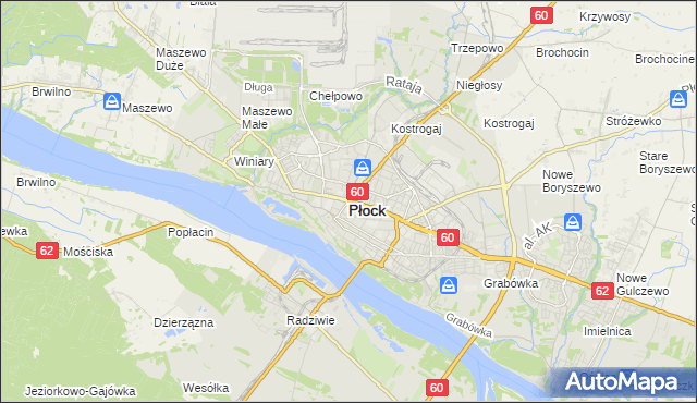 mapa Płock, Płock na mapie Targeo