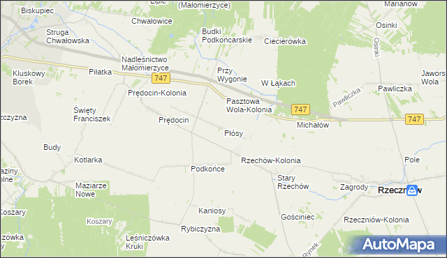 mapa Płósy, Płósy na mapie Targeo