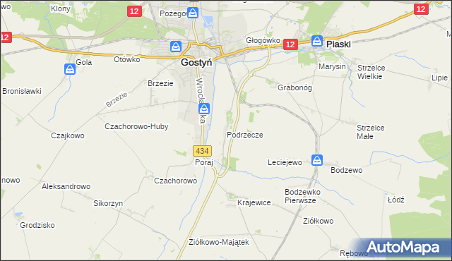 mapa Podrzecze gmina Piaski, Podrzecze gmina Piaski na mapie Targeo