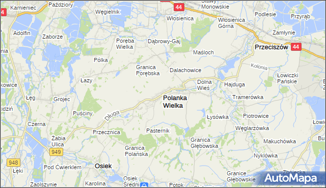 mapa Polanka Wielka, Polanka Wielka na mapie Targeo