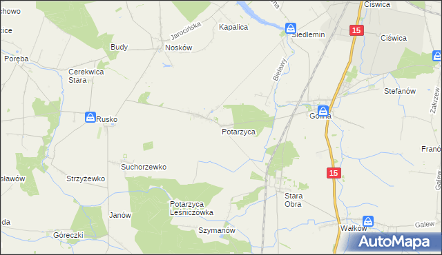 mapa Potarzyca gmina Jarocin, Potarzyca gmina Jarocin na mapie Targeo