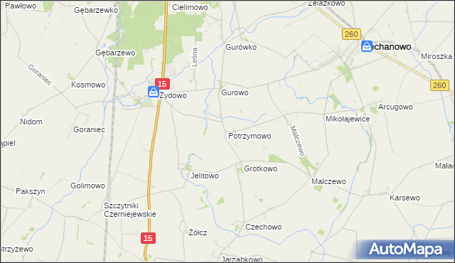 mapa Potrzymowo, Potrzymowo na mapie Targeo