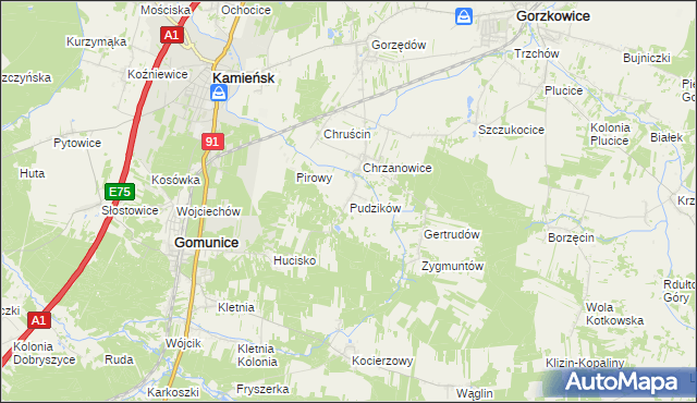 mapa Pudzików, Pudzików na mapie Targeo